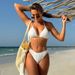 2025 European And American New Small Fresh Texture Fabric Drawstring Strap Swimsuit Bikini_ecoleips.com