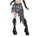 Women's Irregular Bohemian Style Midi Skirt Dark Plaid Fashionable And Versatile Gothic Style Bottoms for Ladies_ecoleips.com