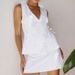 Sexy Tie Solid Color V-neck Fashion One-piece Skirt Set 2025 Summer Autumn New High Waist Two-piece Outfit For Women_ecoleips.com