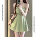 Women's Avocado Green One Piece Swimsuit Slimming Conservative Skirt Style High End Sexy Hot Spring Summer Swimwear_ecoleips.com