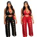 Women's Fashion Wide Leg Pants Set Trendy Loose Straight Leg Style For Markets_ecoleips.com