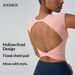 JOOMON European American Style Hollow-out Back Tank Top For Women With Chest Pads, Long Style, High-end Sports And_ecoleips.com