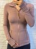 "Slim-Fit Stand Collar Yoga Jacket For Women – Long Sleeve Sports Top With Gold Zipper, Breathable & Stretchy For Running, Pilates & Gym_ecoleips.com
