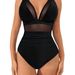 Women's Clothing New Solid Color Mesh Backless Sexy Bikini One Piece Swimsuit_ecoleips.com