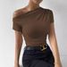 Women's Clothing Spring And Summer New Slim Pleated Irregular Short Sleeved T Shirt Top_ecoleips.com