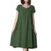 Cotton And Linen Casual Dresses; Artistic Dresses; Women's Clothing In Large Sizes; Short-Sleeved Designs With Round Nec_ecoleips.com