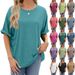 Women's Clothing Spring And Summer New Solid Color Round Neck Loose Short Sleeved T Shirt Tops Women's Spot_ecoleips.com