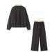 Trendy Zip-Up Bomber Jacket & High-Waist Flannel Pants Set – Stylish Two-Piece Outfit For Women (Beige/Grey/Black, 3 Sizes)_ecoleips.com