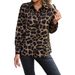 Wild & Chic Women's Long-Sleeve Leopard Print Shirt – Stylish Polyester Blouse With Statement Collar – Trendy Button-Up Top (S-XXL)_ecoleips.com