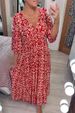 Women's Clothing Women's Super Fairy V Neck Dress Beach Vacation Loose Long Printed Dress Long Sleeve For Formal & Casual For Women_ecoleips.com