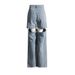 European American Retro Trendy Fashion Women's Jeans 2026 Spring New Style With Ripped Knees And Cut-out Details,_ecoleips.com