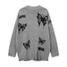 Aria Basics Aria Basics European American Trendy Brand Dark Style Butterfly Jacquard Knitted Cardigan For Women, New Autumn And Winter V-neck_ecoleips.com