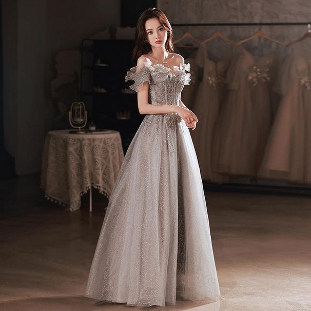 Banquet Evening Dress Female 2025 New Spring One Shoulder Elegant Annual Meeting Host Fairy Temperament Birthday Dress_ecoleips.com