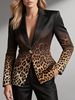Women's Elegant Lapel Printed Knit Suit Jacket Bestseller Stylish Blazer_ecoleips.com