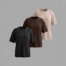 Women's Style Casual Round Neck Short Sleeve Plain Sports Top Loose Three Piece T-Shirt Set Solid Color_ecoleips.com