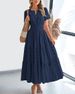 Women's Clothing Spring And Summer New Fashion V Neck Pleated Puff Sleeve Layered Swing Dress_ecoleips.com