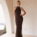 Women's Slim Fit Dress European American Style 3D Embroidery Tie-up Round Neck Open Back Elegant_ecoleips.com