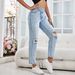 17-In Stock-35832#Amazon Cross-border Women's Clothing European And American INS Fashion Versatile Straight Ripped Denim_ecoleips.com