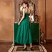 Women's Clothing Sling Tube Top Temperament Green Elegant Slim Long Banquet Mesh Long Dress_ecoleips.com