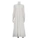 New French Style Women's Cotton Pleated Casual Dress round Neck Long Sleeve Cardigan White Maxi Skirt Russian Women's Clothing_ecoleips.com