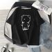 Women's Bear Design T-Shirt Short Sleeve Loose Fit Mid-Length Summer Style Versatile Trendy Top for Students_ecoleips.com