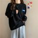 waffle Knit Sweatshirt Women, Spring And Autumn, Thin, Loose, Versatile, Slimming, Simple Style, Round_ecoleips.com