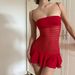 Summer Sexy Hot Girl Strapless Bodycon Dress European American Style Solid Color Slim Fit Elegant Versatile Spaghetti Strap Bra_ecoleips.com