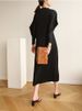 Casual Japanese Style Pleated Batwing Sleeve Dress Women's Spring Autumn Plus Size Slimming Base Layer Long Skirt_ecoleips.com