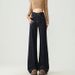 Denim Blue Wide-leg Jeans Women, New Spring And Autumn Style, High-waisted, Loose Straight Fit, Suitable For Petite_ecoleips.com