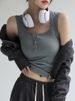 Women Solid U Neck Ribbed Tank Top Camisole Women Summer Basic Elastic Tank Top U Neck Solid Tank Top_ecoleips.com