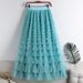K Net Lace Cake Dress New Style Midi Skirt A-line Long Skirt Puffy Tulle Skirt_ecoleips.com