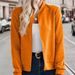 Women's Long Sleeved Cardigan Solid Color Zipper Decorative Jacket Hot Selling_ecoleips.com