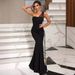 Women's Clothing New Solid Color Long Sleeveless Fashionable Slim Temperament Large Swing Skirt Evening Dress Dress_ecoleips.com