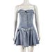 Women's Clothing Stretch Denim Women's Chest Belt Sexy Hot Girl Pleated Denim One Shoulder Dress Female_ecoleips.com