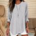 Women's Clothing Women's Printed Striped Crew Neck Long Sleeve Shirt Fashion For Formal & Casual For Women_ecoleips.com