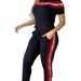 Women's Casual Printed Top And Pants Set Short Sleeve High Waisted Drawstring Straight Leg Spring Summer Versatile Outfit_ecoleips.com