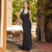 Women's Clothing Fashion Elegant V Neck Halter Neck Backless Sleeveless Solid Color Hip Wrapped Slim Banquet Evening Dress_ecoleips.com