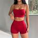 Women's Y2K Fitness Style Sports Tank Top And Yoga Shorts Set Cross Border E-Commerce European American Summer 2026_ecoleips.com