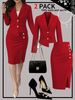 Women's Spring/Summer Slim Fit Fashion Trendy Casual Suit Jacket Paired With Skirt Set_ecoleips.com