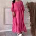 Women’s Clothing Summer Women's Round Neck Gathered Long Sleeves Drawstring Back Tie Solid Color Casual Dress_ecoleips.com