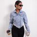 Women’s Clothing Casual loose ripped long sleeved short denim jacket_ecoleips.com
