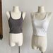 Women's White Strappy Camisole Top With Built-in Bra - U-Neck Slim Fit Pure Desire Style Summer Vest_ecoleips.com