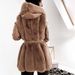 Women's Clothing Fur Jacket For Women With Belt And Hooded Solid Color Zipper Jacket For Women_ecoleips.com