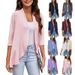 Women's Clothing Solid Color Cardigan Coat 3/4 Sleeve Ruffle Top Coat Cardigans_ecoleips.com