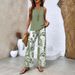 Women's Clothing Casual Square Neck Pullover Vest Plus Long Pants Digital Printing Two Pieces_ecoleips.com