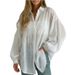 Women's Linen Blend Long Sleeve Shirt - Lightweight Sun Protection Cover Up Blouse_ecoleips.com