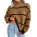 Aria Basics Aria Basics 2025 New Knitted Half Turtleneck Pullover Top European And American Style Women's Sweater For Outerwear Striped_ecoleips.com