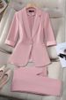 Women's Professional Three Quarter Sleeve Suit Jacket Thin Style Temperament High End Work Clothes For Spring Summer Goddess Celebrity Look_ecoleips.com