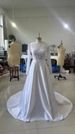 Women's Clothing Wedding Dress Round Neck Lace Long Sleeve Satin New Slim Size Can Be Customized_ecoleips.com