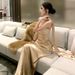 Voya Voya Amber Light Gold Strapless Engagement Luxurious Bridal Toast Dress, Morning Gown Dress_ecoleips.com